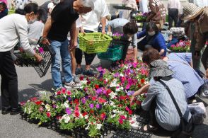 障害がある生徒たちが育てた花の苗、1株50円で人気です　木工品や縫い物も、年２回の販売会開催