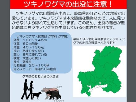 ツキノワグマに襲われ釣りをしていた男性が重傷　岐阜県揖斐川町春日美束の粕川