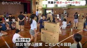 避難所で使う段ボールベッド、パーテーション組み立てを学ぶ　富山