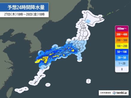 九州北部　線状降水帯発生の可能性　24時間で250ミリの大雨　さらに増える恐れも