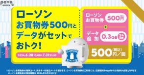 データ通信0.3GBとローソンのお買い物券がセットで500円、povo2.0に限定トッピング