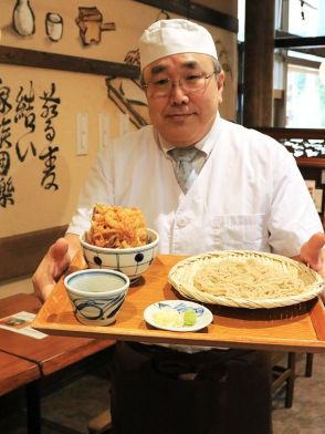 本格派そば満足ボリューム　エビごろり「かき揚げ丼とざる」一番人気