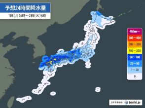 7月1日も大雨続く　局地的に滝のような雨　広島県など土砂災害の危険度が高まる