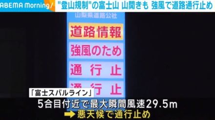 “登山規制”の富士山 きょう山開きも強風で道路通行止め