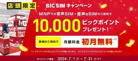 「BIC SIM」、1万ポイント付与やiPhoneが1.5万円引きなどのキャンペーン