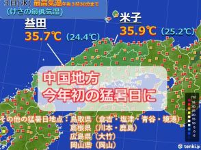 中国地方　今日3日は日本海側で35℃以上　週後半梅雨の晴れ間で猛暑　熱中症に警戒