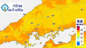広島県内では今年初の「熱帯夜」に　けさの最低気温は広島市中区27.7℃までしか下がらず　県内4地点で25℃以上