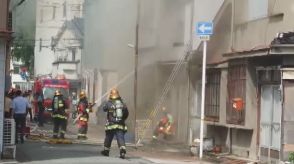 鳥取市の中心市街地で建物火災発生