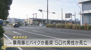 乗用車とバイクが衝突　バイクの男性死亡　横浜市中区
