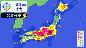 北日本～西日本で大気不安定　6日（土）は落雷、突風、激しい雨のおそれ
