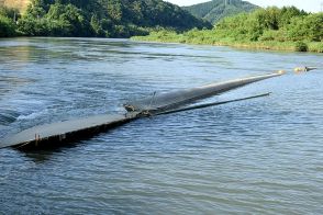 河口から17キロで海水遡上防ぐ防潮幕　舞鶴市が福知山市内に設置