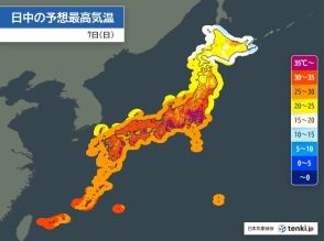 7日　猛烈な暑さが続く　東海や関東は40℃に迫る所も　前線に近い東北は大雨に警戒