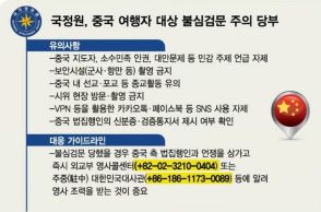 「中国滞在中、敏感なテーマへの言及控えよ」…韓国情報当局が韓国人滞在者・旅行者らに注意喚起