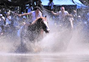 御利益は跳ねた泥にあり?　豊作願い、宮崎で伝統の「御田祭」