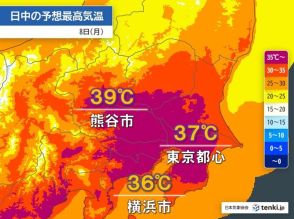 関東　8日(月)も40℃に迫る危険な暑さとゲリラ雷雨に警戒　都心も今年一番の暑さ