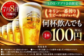 生ビールが1杯100円！　魚民/目利きの銀次/山内農場/千年の宴などで会員限定セール