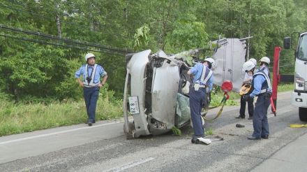 事故当時は小雨が…　乗用車が電柱に衝突し大破　運転していた男性死亡　北海道・足寄町