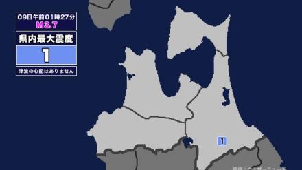 【地震】青森県内で震度1 岩手県沿岸北部を震源とする最大震度1の地震が発生 津波の心配なし