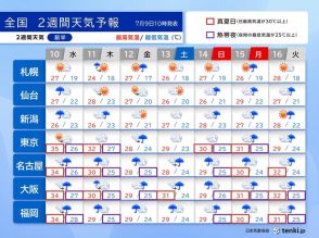 関東から九州は再び梅雨空　12日～13日は九州北部で大雨のおそれ　蒸し暑さ続く