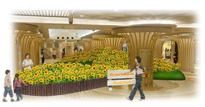 大阪・なんばの地下街「なんばウォーク」に1万本の「生花のひまわり」出現！