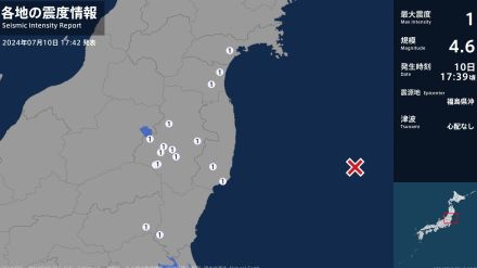 宮城県、福島県、茨城県、栃木県で最大震度1の地震　宮城県・角田市、岩沼市、利府町、福島県・郡山市、白河市