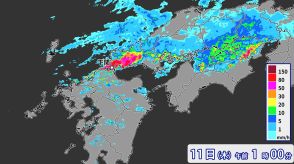 山口県下関市で1時間に約100ミリの猛烈な雨　記録的短時間大雨情報