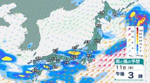 梅雨前線の活動が活発化 九州北部や関東甲信、近畿など広い範囲で大雨に　九州北部では13日朝までの予想雨量が300ミリ超【今後の雨・風のシミュレーション】
