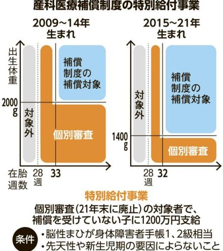 出産で脳性まひ、個別審査で補償なしの子に特別給付　来年1月開始