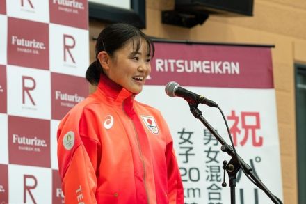 【陸上】パリ五輪女子競歩代表・柳井綾音「海外に挑戦してきた成果を出したい」立命大で壮行会開催