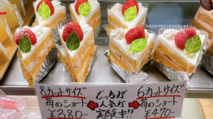 6カットと8カットはどっちが人気?洋菓子店が2サイズを並べて“実験販売”…オーナーも予想外だった結果が興味深い