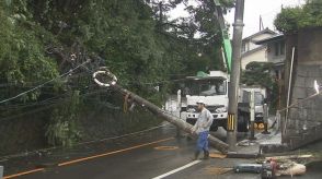 長崎市で電柱倒れ市道塞ぐ 撤去作業のため市道の一部が全面通行止め《長崎》