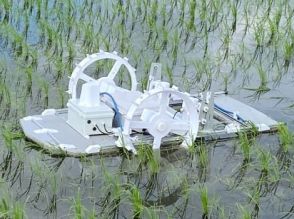 水田の自動除草ロボット　稲の成長に合わせ圧力と速度調整