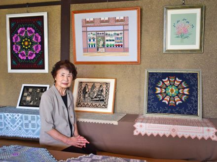 旧河澄家で「絵画刺繍展」　刺しゅう作家・松原好子さんと生徒の作品80点