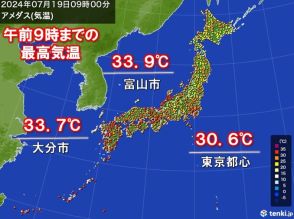 午前中から30℃超え250地点以上　日中は体温並みの暑さも　熱中症リスク大