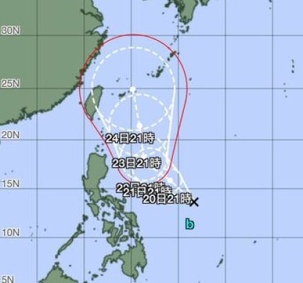 ︎フィリピン東の熱帯低気圧　あす20日夜に台風に　23日夜沖縄の南へ