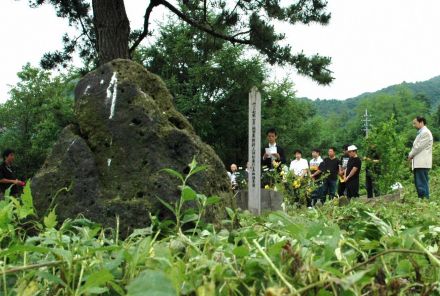 名も無き墓地と枯れた松の木　かつて起こった暗い出来事の足跡