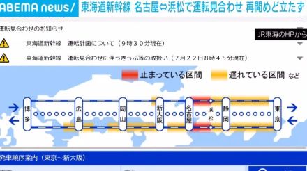 東海道新幹線 名古屋～浜松駅間で運転見合わせ 今日中の再開めど立たず