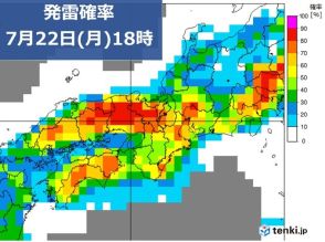 関西　今日22日は晴れていても油断禁物　都市部でも夕立の所がありそう