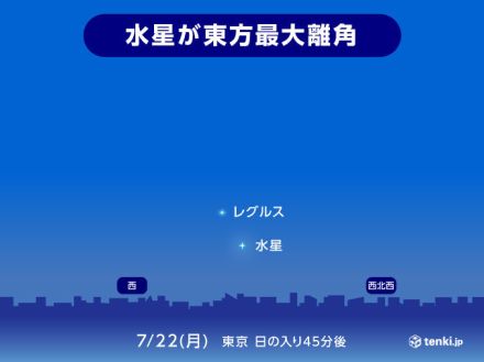 今夜　水星が東方最大離角　日の入り後　西の低い空に注目