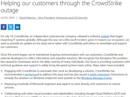 CrowdStrikeのブルスク障害は850万台のPCで発生。医療や航空にも影響