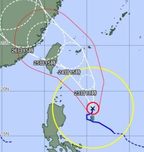 大型で強い台風3号　24日先島諸島に最接近、午前から暴風となる見込み