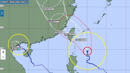 台風3号、石垣島地方は23日夜遅くに暴風警報か　　先島諸島接近へ　最大瞬間風速は65m予想（23日午前9時現在）