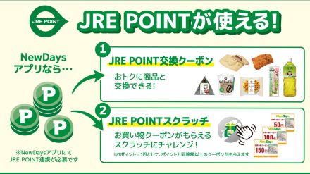 NewDaysアプリとJRE POINTが連携、新サービス提供　30日～