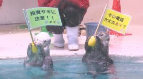 鳥羽水族館のラッコ“キラちゃん メイちゃん”が一日警察署長に「新紙幣詐欺に注意」などと呼びかけ