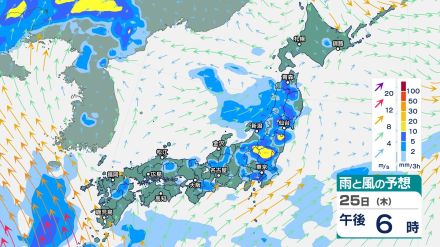 東北や北陸では25日夕方までに120ミリの予想降水量　雷を伴って非常に激しい雨が降り“警報級大雨”となる恐れも【今後の雨と風のシミュレーション】