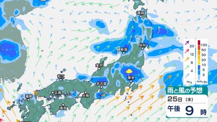 東日本から北日本では26日にかけ「大雨」のおそれ　関東甲信では25日昼過ぎから夜遅くにかけ「雷を伴った激しい雨」が降る所も