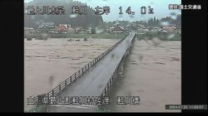 山形県庄内北部に大雨特別警報　河川の増水に最大級の警戒を