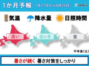 北海道の1か月予報　期間を通して暑さが続く　食品や体調管理など暑さ対策をしっかり