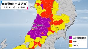 山形県の特別警報は警報に切り替え　引き続き河川の増水や氾濫に最大級の警戒を　東北から東日本では26日（金）にかけて大気不安定