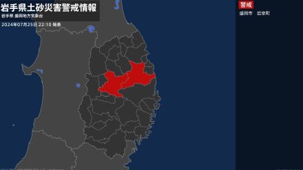 【土砂災害警戒情報】岩手県・盛岡市、岩泉町に発表